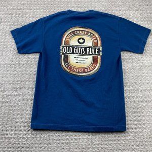 Old Guys Rule Shirt Men Medium M Navy Blue Still Crazy After All These Beers